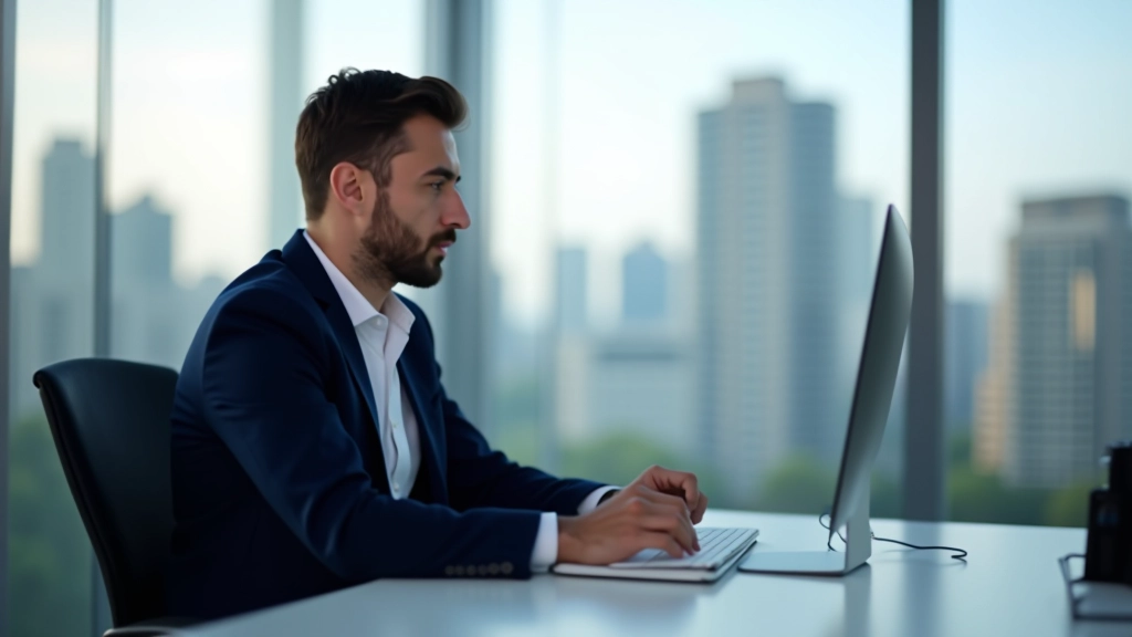 Profesional analizando datos financieros en computadora con gráficos de ahorro y tendencias de mercado visible en pantalla