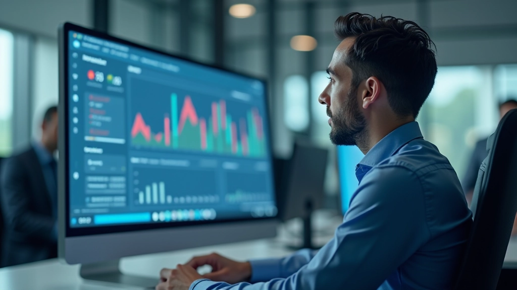Gráfico de ahorro en monitor de computadora con datos financieros y tabla de crecimiento